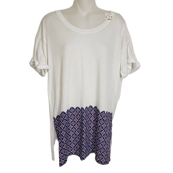 J Crew Womens Large Tile Hem Collector Tee T-shirt In Airy Cotton C8022 S/S - Picture 1 of 9